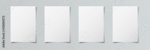 White realistic blank paper page set isolated on gray background Fototapet