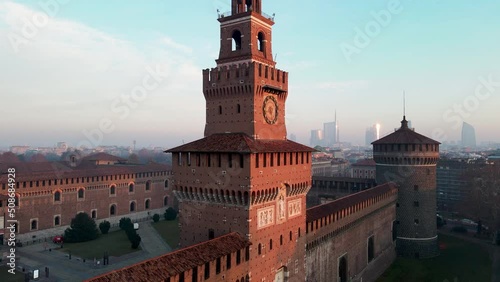 Aerial Drone - Landscape on the Sforza castle of Milan. photo