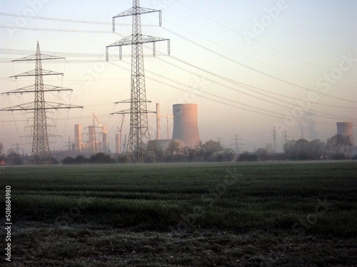 power plant and power lines in the field, gas shortage