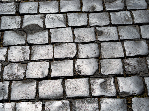 cobblestone road in Rome close-up