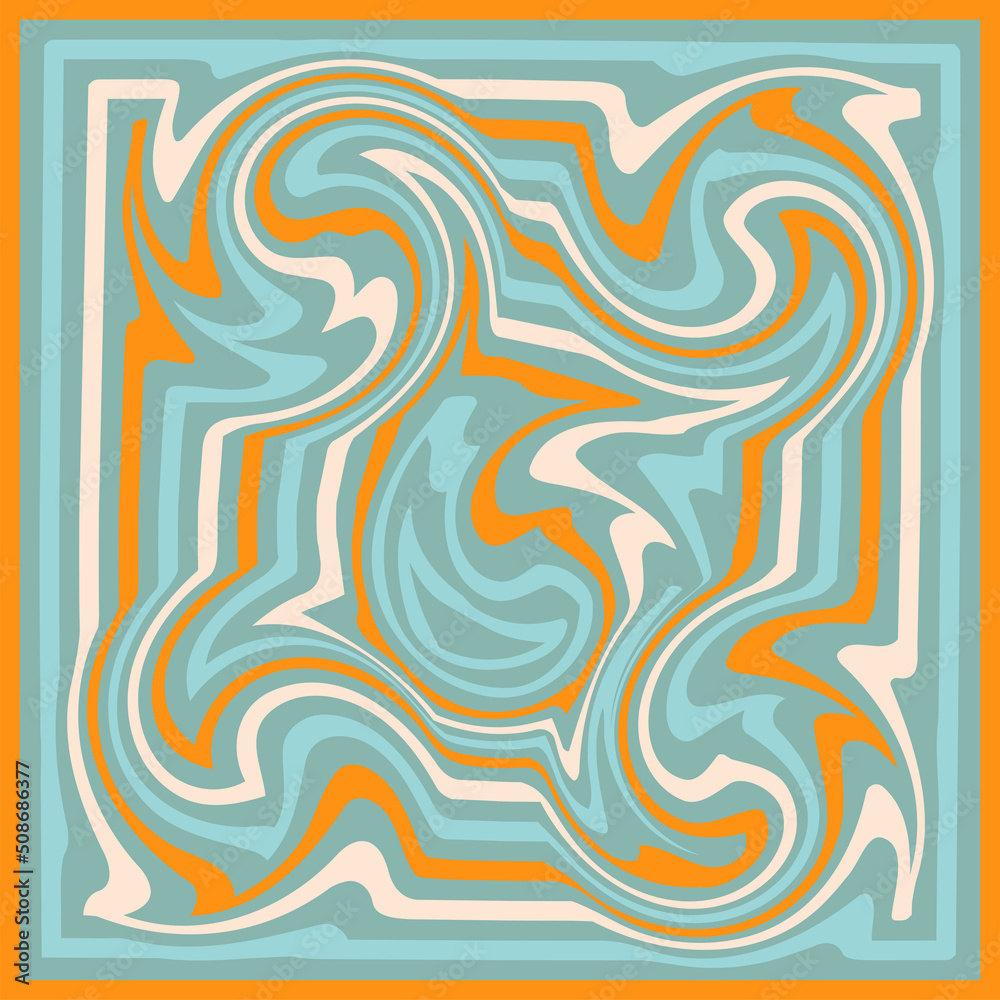 1970 Wavy Swirl Seamless Pattern in Orange and Pink Colors. Seventies Style, Groovy Background 1970 Wavy Swirl Seamless Pattern in Orange and Pink Colors. Seventies Style, Groovy Background