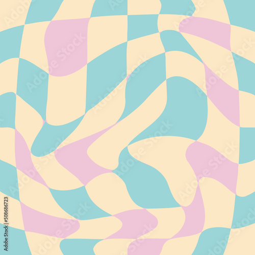 1970 Wavy Swirl Seamless Pattern in Orange and Pink Colors. Seventies Style, Groovy Background