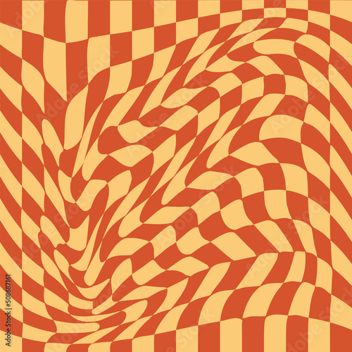 1970 Wavy Swirl Seamless Pattern in Orange and Pink Colors. Seventies Style, Groovy Background