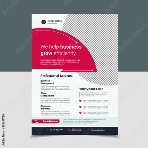 We help  Business Flyer grow efficiently Template Design, abstract business flyer, vector template design. (ID: 508687736)