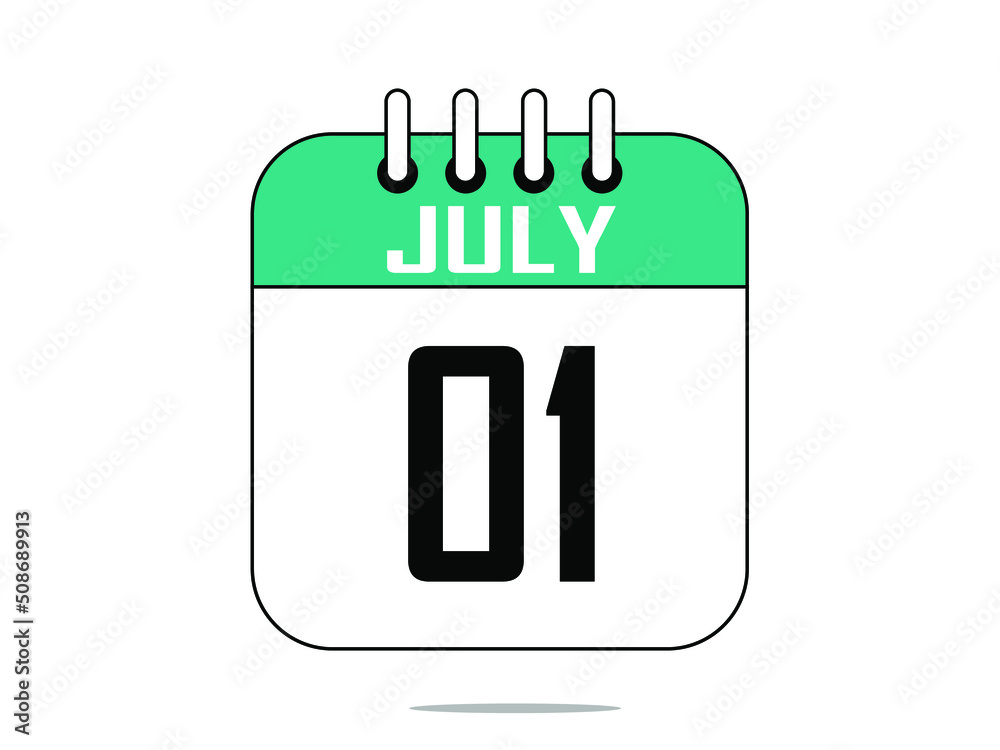 July 1. Calendar icon. Day 1 Vector illustration. July 1. Calendar icon. Day 1 Vector illustration.