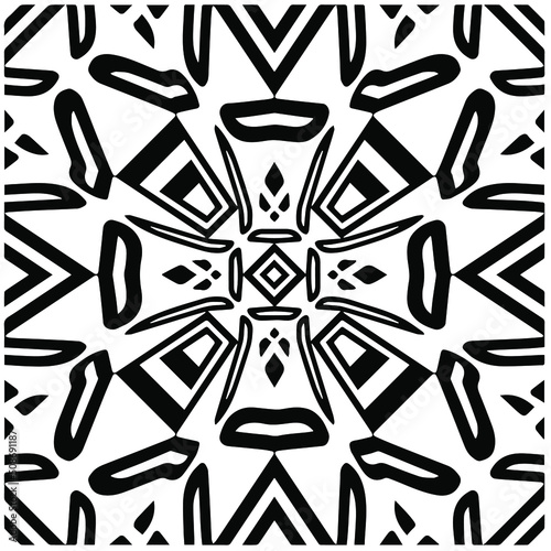  Abstract background with black and white mandala. Unique geometric vector swatch. Perfect for site backdrop  wrapping paper  wallpaper  textile and surface design. 
