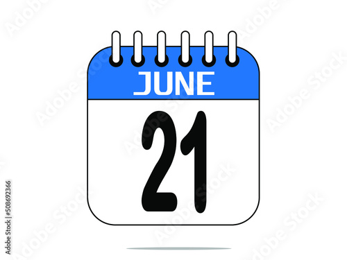 June 21. Calendar icon. Day 21 Vector illustration.