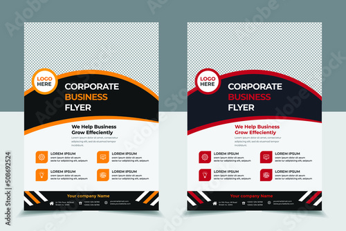 Corporate business flyer template design set with red, yellow, color vector (ID: 508692524)