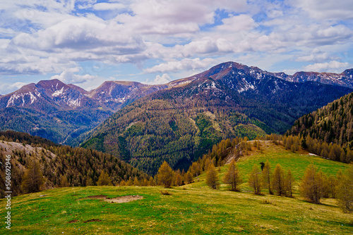 Alpine panorama from Nockberge mountains in Austria, Carinthia