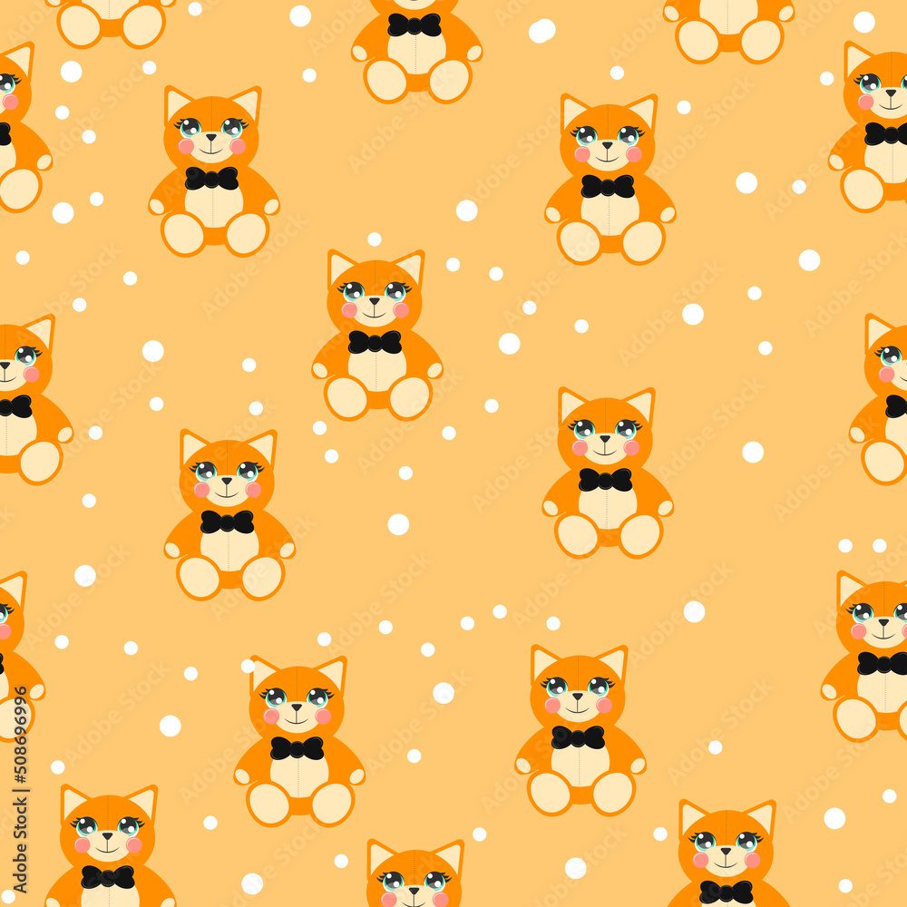 Seamless Pattern with Cute Cartoon Bear Illustration Design on White Background
