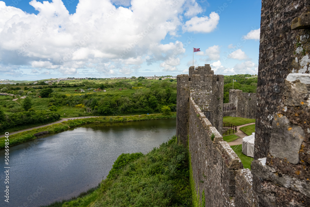 looking across Pembroke river from the stunning Pembroke Castle, an 11th Century Welsh fortress