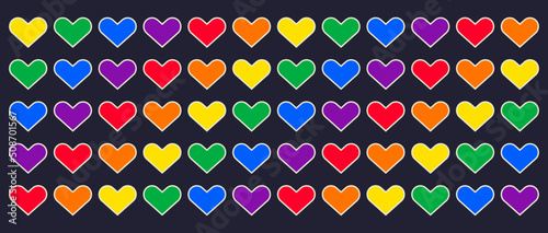 LGBTQ+ sexual identity pride concept. Rainbow colors in heart shape, background