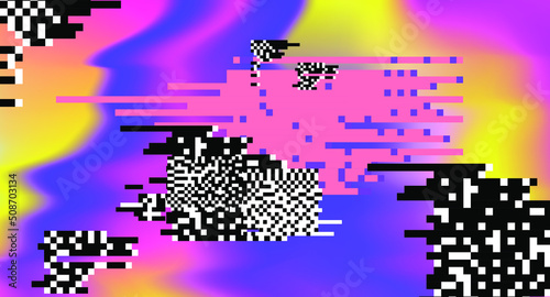 Trendy Data Moshing Pixelated Background. Abstract vector background with pixel bitmap glitches and flickers. 