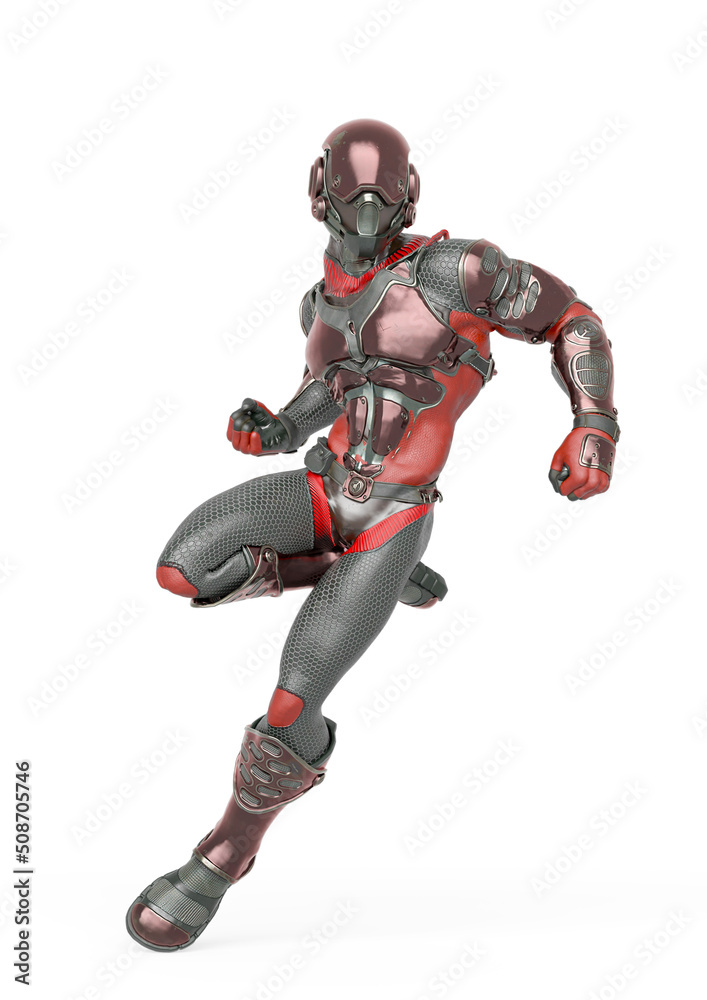 futuristic astronaut is ready to fight on white background futuristic astronaut is ready to fight on white background