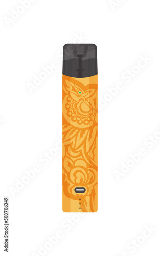 Vape or vapor illustration. Cigarette substitute. Smoking tool. Flat. Vector design