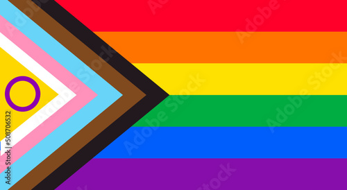 LGBTQ Pride Flag Vector. Intersex Inclusive Progress Pride Flag. LGBT, LGBTQ or LGBTQIA+ Pride
