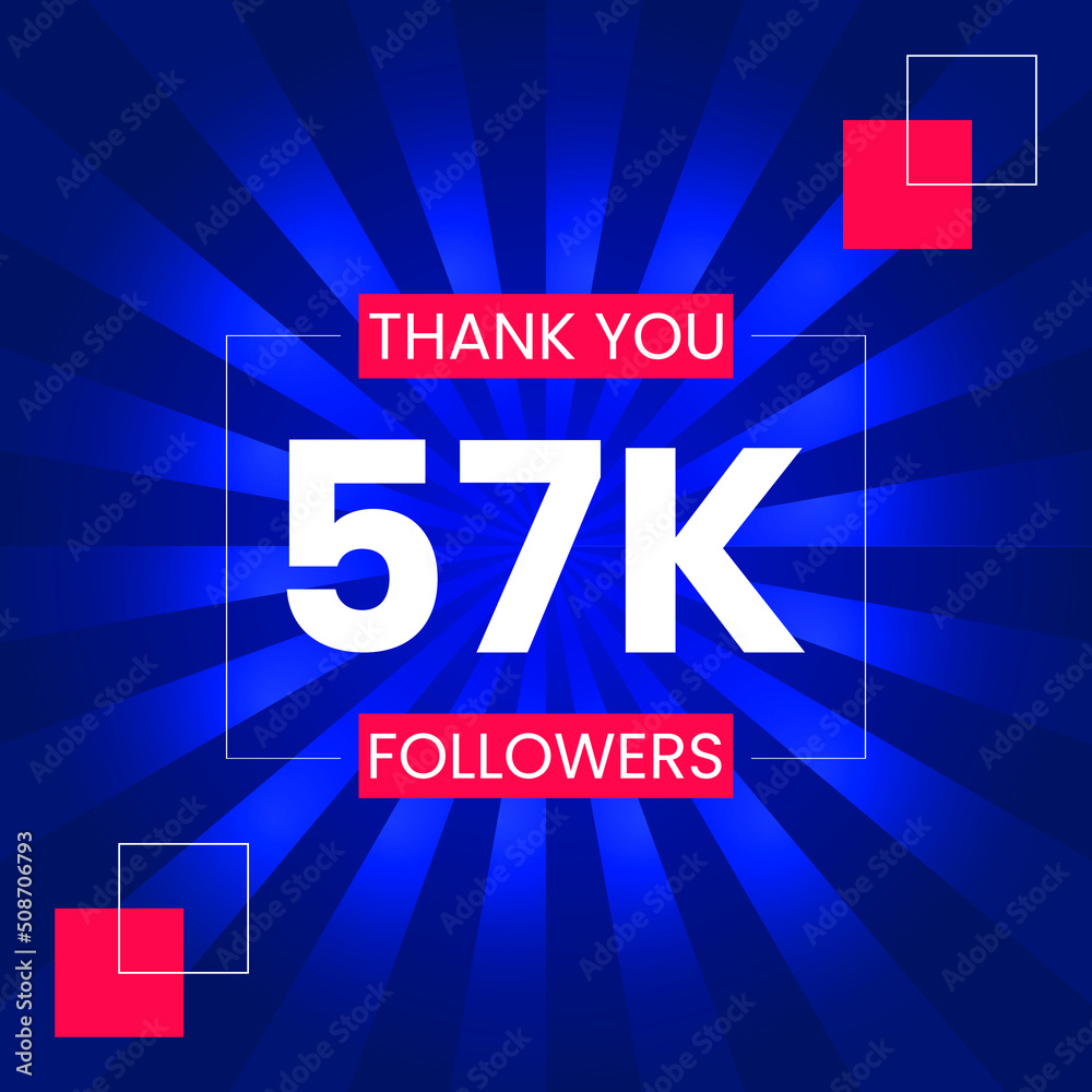 Thank you 57K Followers Vector Design Template