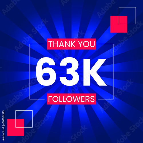 Thank you 63K Followers Vector Design Template