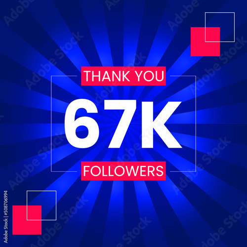 Thank you 67K Followers Vector Design Template