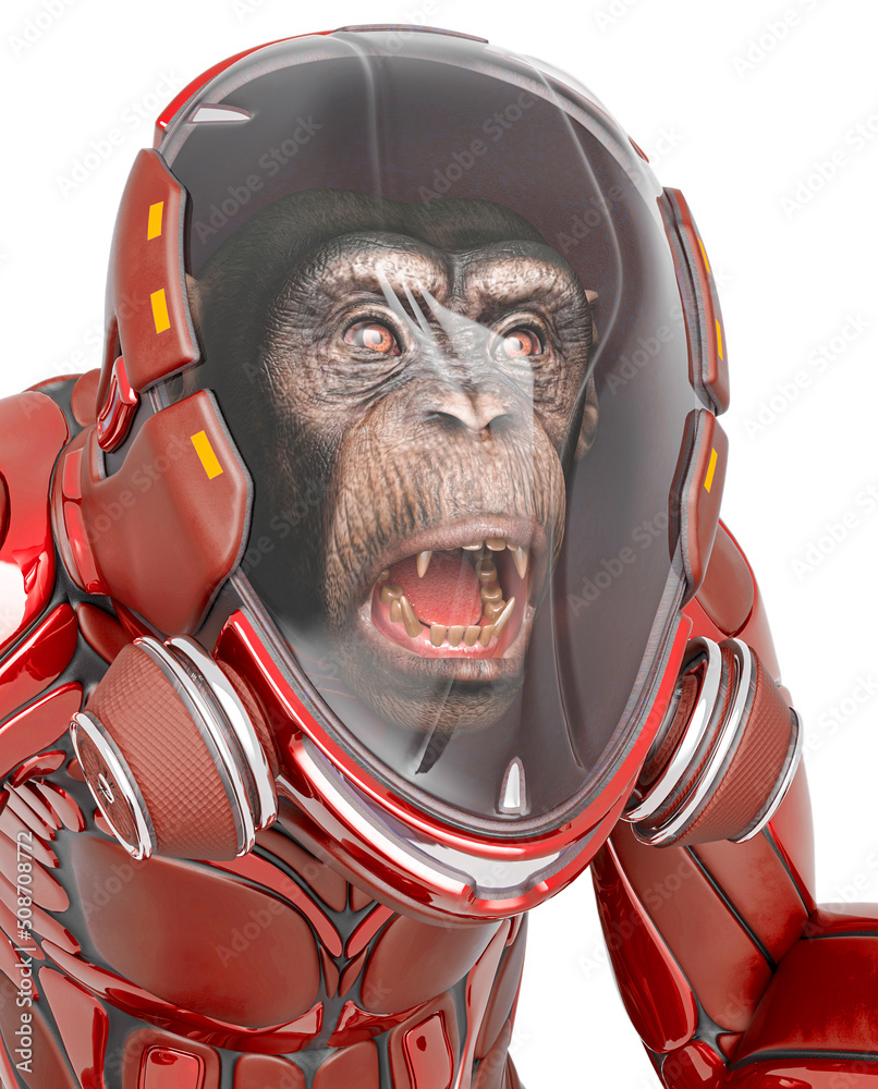 chimpanzee astronaut id profile in white background