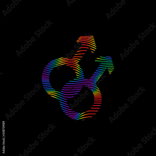 Dynamic line wave LGBTQ+ sexual identity pride concept. Rainbow colors gay symbol on black background