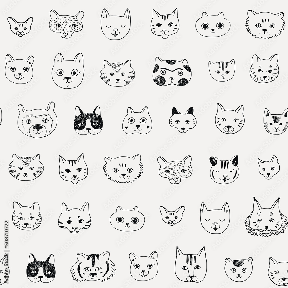 Cat faces vector seamless pattern Cat faces vector seamless pattern