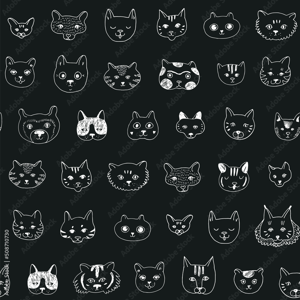 Cat faces vector seamless pattern Cat faces vector seamless pattern