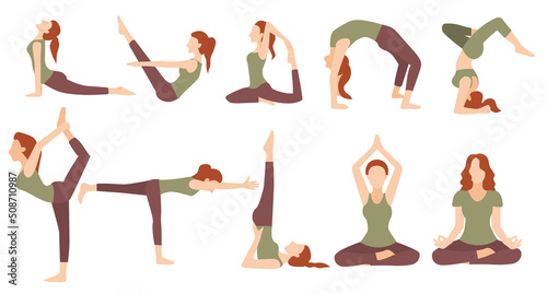 Yoga poses illustrations. Vector illustration.