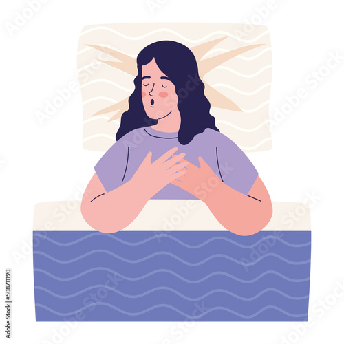 woman sleeping with lilac pijama