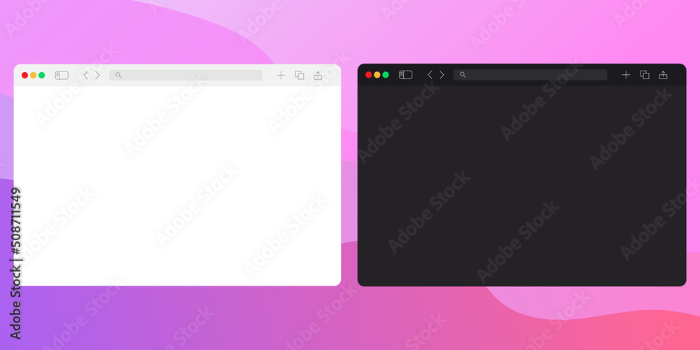 Modern browser window interface. Empty browser window template. The concept of an empty web page. Vector illustration. 