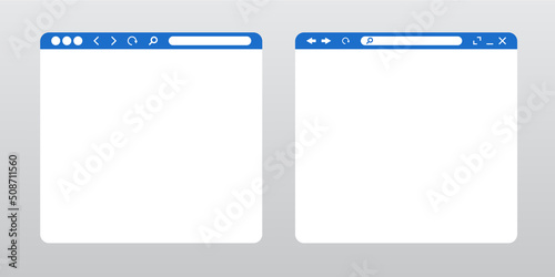 Modern browser window interface. Empty browser window template. The concept of an empty web page. Vector illustration.