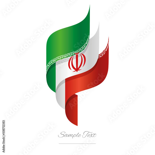 Iran abstract 3D wavy flag green white red modern Iranian ribbon torch flame strip logo icon vector