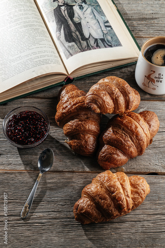 croissants on a wooden table