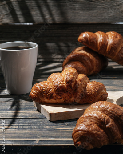 croissants on a wooden table