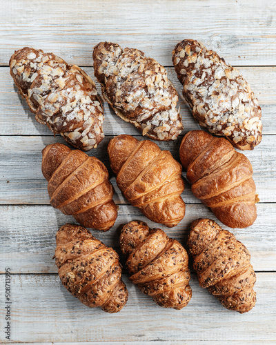 croissants on a wooden table