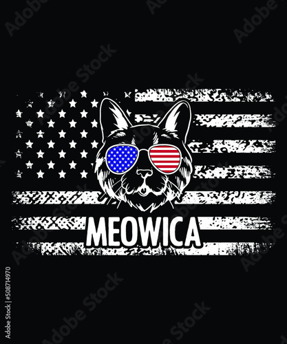 Meowica funny cat 4th of July Shirt, Meowica USA Flag Shirt, Cat American Flag, Meowica American Flag, Cate Silhouette USA Flag, USA Flag Sunglass Shirt Template