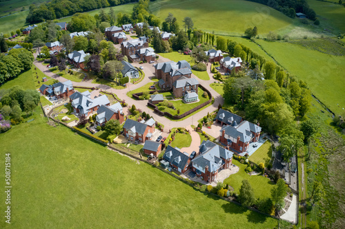 Luxury countryside rural village aerial view from above in St Andrews Scotland UK photo