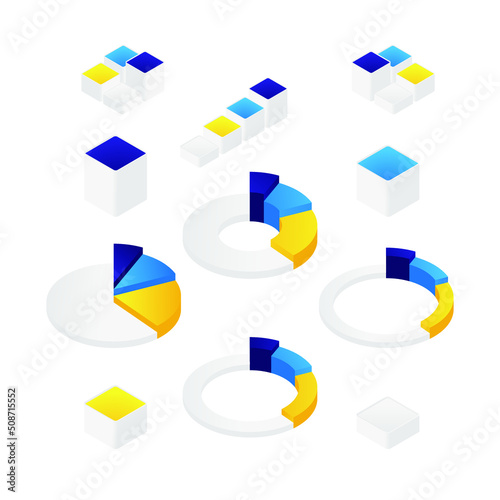 Isometric pie chart illustration. Business graphic element