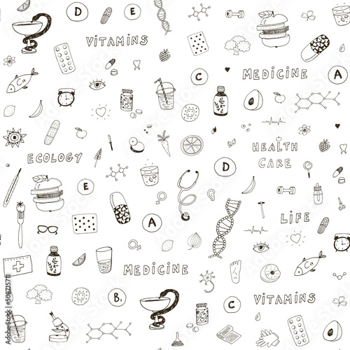 medicine objects vector seamless pattern