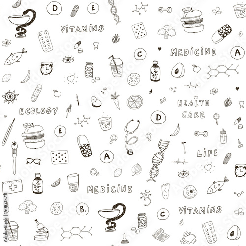 medicine objects vector seamless pattern