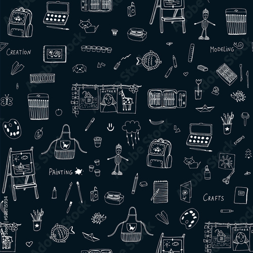 Drawing school art class vector seamless pattern