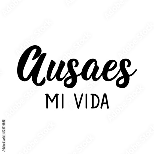 You use my life - in Spanish. Lettering. Ink illustration. Modern brush calligraphy.
