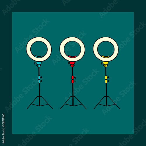 Bright illustration with a circular lamp. Vector drawing.
