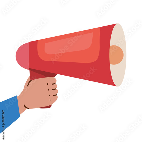 activist hand with red megaphone