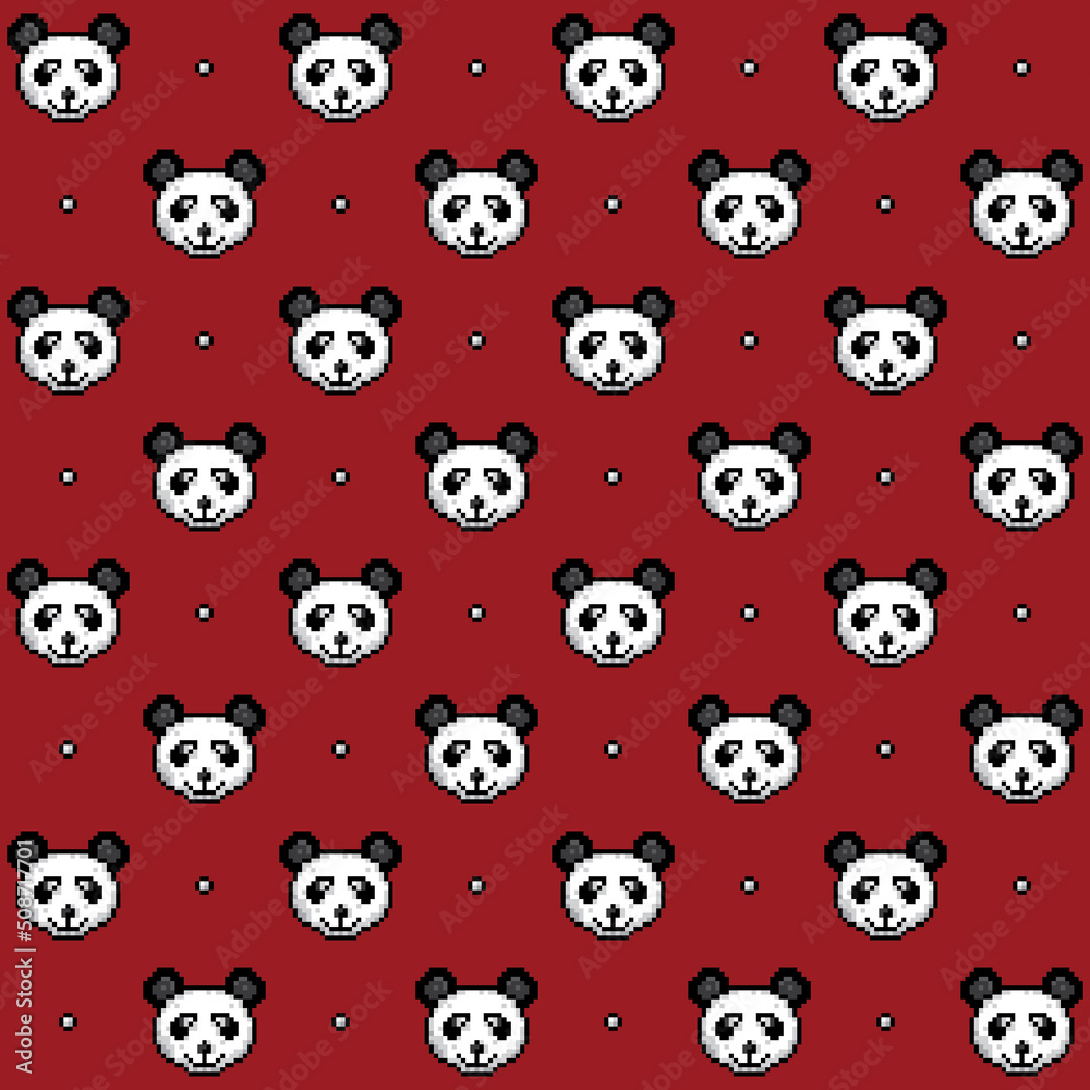 pixel panda bear vector illustration Seamless pattern on background fabric pattern design wallpaper. pixel panda bear vector illustration Seamless pattern on background fabric pattern design wallpaper.