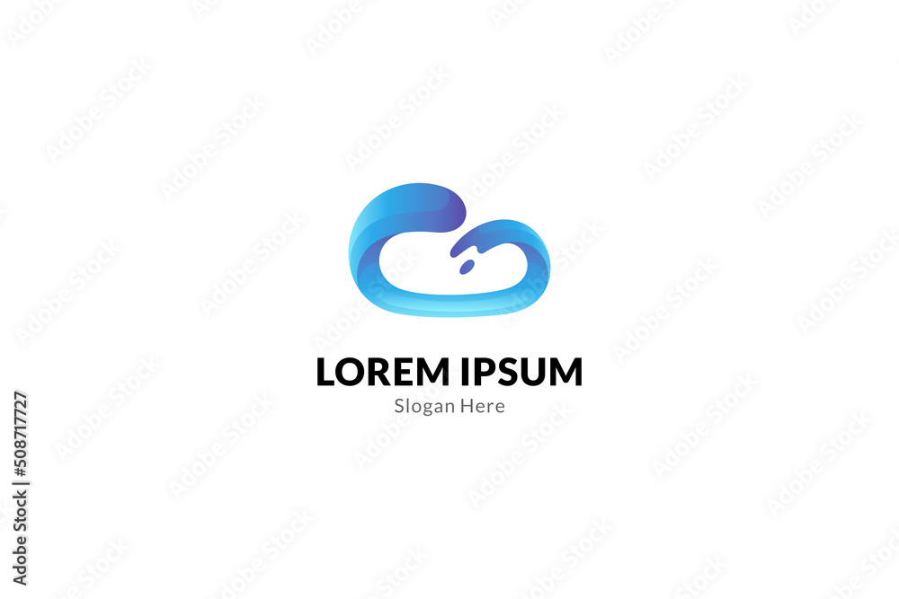 Cloud logo with water splash. Simple, abstract, organic, cheerful and modern 3d design style in blue gradient color. suitable for weather determination, weather science institute, weather application. Cloud logo with water splash. Simple, abstract, organic, cheerful and modern 3d design style in blue gradient color. suitable for weather determination, weather science institute, weather application.