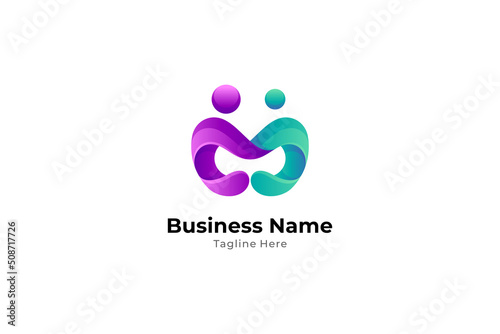 Caring people logo. 3d design style, abstract, organic, mature, cheerful and modern. Suitable for foundations, orphanages, humanity, solidarity, unity, peace.