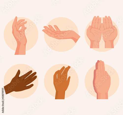 six hands human gestures