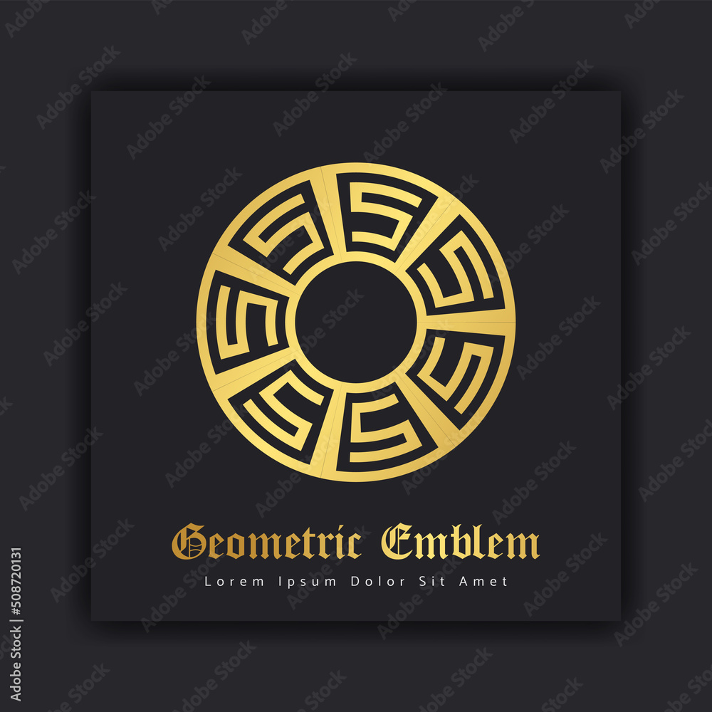 Luxury gold ornament emblem design stylish line art decorative logo. Hotel Label Template Luxury gold ornament emblem design stylish line art decorative logo. Hotel Label Template