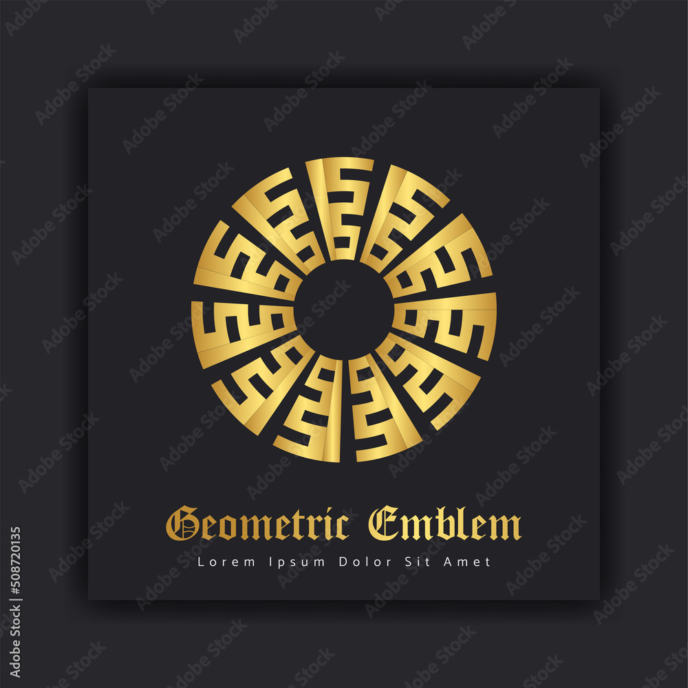 Luxury gold ornament emblem design stylish line art decorative logo. Hotel Label Template Luxury gold ornament emblem design stylish line art decorative logo. Hotel Label Template